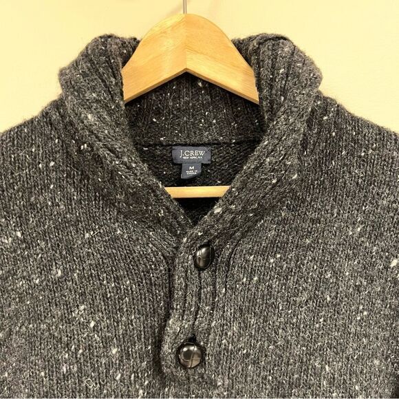 J Crew shawl collar heathered dark grey sweater M - Picture 2 of 5